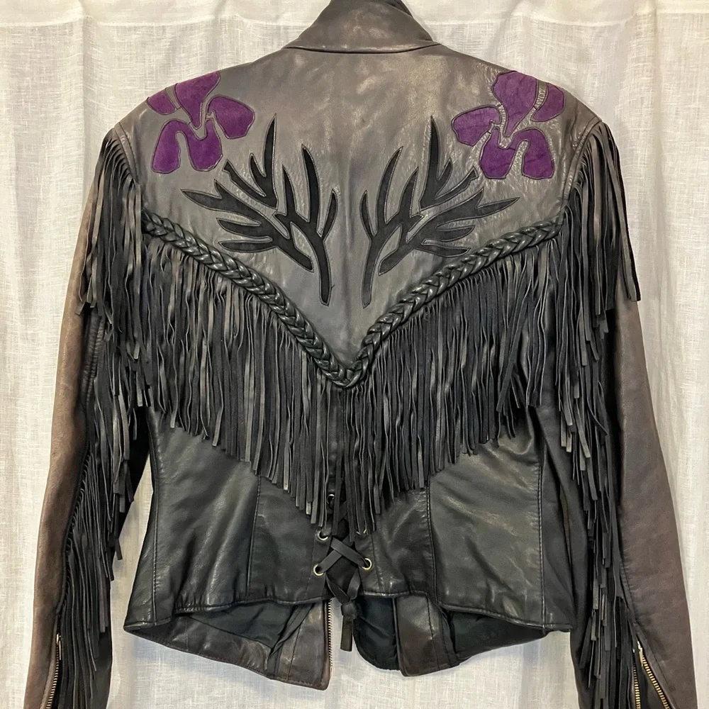 Vintage Women's Leather Fringe Jacket by Dallas Premium Leather - Picture 2 of 3